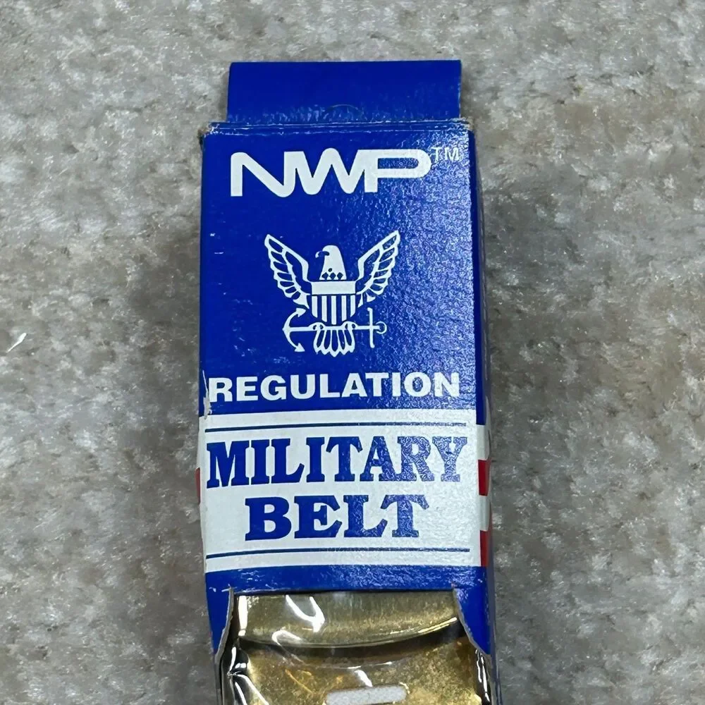 NWP Regulation Military Belt Mens XS White Gold Buckle Reversible Made USA